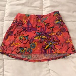 Brightly patterned tennis/ running skirt